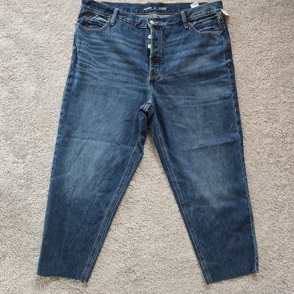 Old Navy High Rise Straight Secret Slim Pockets Dark Wash Cut Off Jeans Size 0